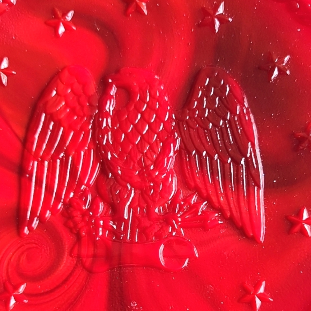 Fenton Red Glass Plate with Eagle Design - Picture 2 of 5
